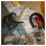 Lot of misc machine belts, clamp, Bimba cylinder, light, Go/No-Go