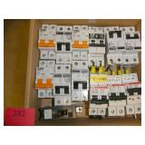 Thirteen 2-pole circuit breakers various Amps