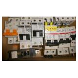 Thirteen 2-pole circuit breakers various Amps