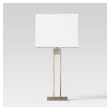 Window Pane Table Lamp with USB Nickel