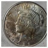 1923s Peace Dollar $1 XF, Gold Toning