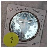 1982 Canada Silver Bull Skull $1 UNC