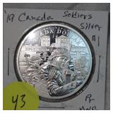 2019 Canada Soldiers Silver $1 UNC, Proof