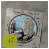 2022 Canada A.G. Bell Silver $1 UNC, Proof