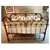 LBR1 -Vintage Ornate Victorian-Style Brass Bed Frame with Bedding