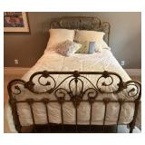 LBR1 -Vintage Ornate Victorian-Style Brass Bed Frame with Bedding