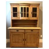 LBR2 - German Vintage Pine Stepback Hutch Cabinet - 2-piece