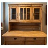 LBR2 - German Vintage Pine Stepback Hutch Cabinet - 2-piece
