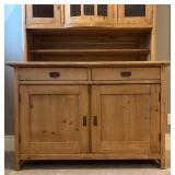 LBR2 - German Vintage Pine Stepback Hutch Cabinet - 2-piece