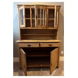LBR2 - German Vintage Pine Stepback Hutch Cabinet - 2-piece