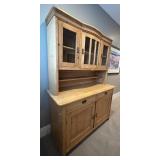 LBR2 - German Vintage Pine Stepback Hutch Cabinet - 2-piece