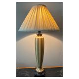 LLR - Wood Striped Table Lamp With Metal Base
