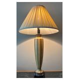 LLR - Wood Striped Table Lamp With Metal Base
