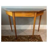 LLR - Vintage Fruitwood Accent Table With Faux Malachite Inset Top