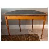 LLR - Vintage Fruitwood Accent Table With Faux Malachite Inset Top
