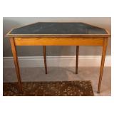 LLR - Vintage Fruitwood Accent Table With Faux Malachite Inset Top