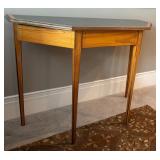 LLR - Vintage Fruitwood Accent Table With Faux Malachite Inset Top