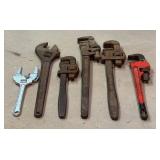 TR - Vintage Pipe & Adjustable Wrench Mixed Lot - 6 Pieces
