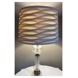 LBR1 - Vintage Brass & Crystal Etched Table Lamp