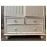 LBR1 - White Bead Board Kids Armoire With 3 Drawers