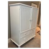 LBR1 - White Bead Board Kids Armoire With 3 Drawers