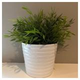 LBR1 - Saint Charles Wall Clock With Faux Greenery in White Ceramic Planter