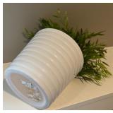 LBR1 - Saint Charles Wall Clock With Faux Greenery in White Ceramic Planter