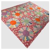 LBR1 - Vintage Handmade Dresden Plate Patchwork Quilt