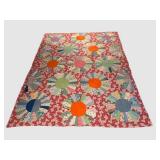 LBR1 - Vintage Handmade Dresden Plate Patchwork Quilt