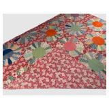 LBR1 - Vintage Handmade Dresden Plate Patchwork Quilt