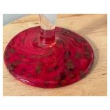 Julia Knight Hand-Blown Art Glass Set of 4 - Red & Clear