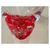 Julia Knight Hand-Blown Art Glass Set of 4 - Red & Clear