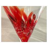 Julia Knight Hand-Blown Art Glass Set of 4 - Red & Clear