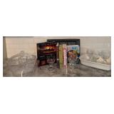 Kitchen Cookbooks, Corningware Dish, Goblets & Basket Mixed Lot