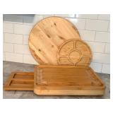 K - Wooden Cutting Board Mixed Lot With 15" Lazy Susan Board
