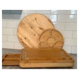 K - Wooden Cutting Board Mixed Lot With 15" Lazy Susan Board