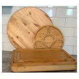 K - Wooden Cutting Board Mixed Lot With 15" Lazy Susan Board
