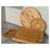 K - Wooden Cutting Board Mixed Lot With 15" Lazy Susan Board