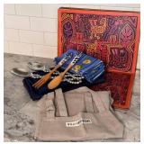 K - Williams-Sonoma Apron, Napkins & Serving Utensils Mixed Lot