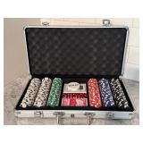 Casino-Style Poker Chip Set in Aluminum Case With Dealer Button, Cards & Dice