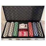 Casino-Style Poker Chip Set in Aluminum Case With Dealer Button, Cards & Dice