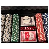 Casino-Style Poker Chip Set in Aluminum Case With Dealer Button, Cards & Dice