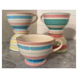Pastel Striped Ceramic Pedestal Mugs (Set of 4)