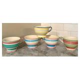 Pastel Striped Ceramic Pedestal Mugs (Set of 4)