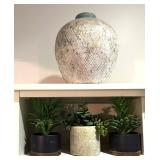E - Faux Greenery in Textured Vase