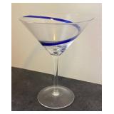 E - Set of Four Cobalt Blue Swirled Martini Glasses