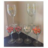 E - Lovely Hand Painted Floral Stemware