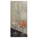 E - Lovely Hand Painted Floral Stemware