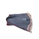 Rectangular Floral Fringe Accent Rug / Throw Rug, Burgundy & Blue
