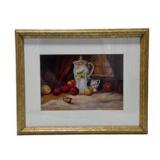 Framed Still Life Fruit Pitcher Wall Art Gold Frame Approx. 16x12